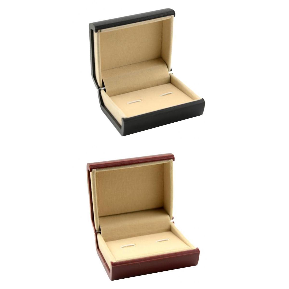 2 Pieces Wine Red/Black Cufflinks Storage Box Mens Gift Jewelry Case
