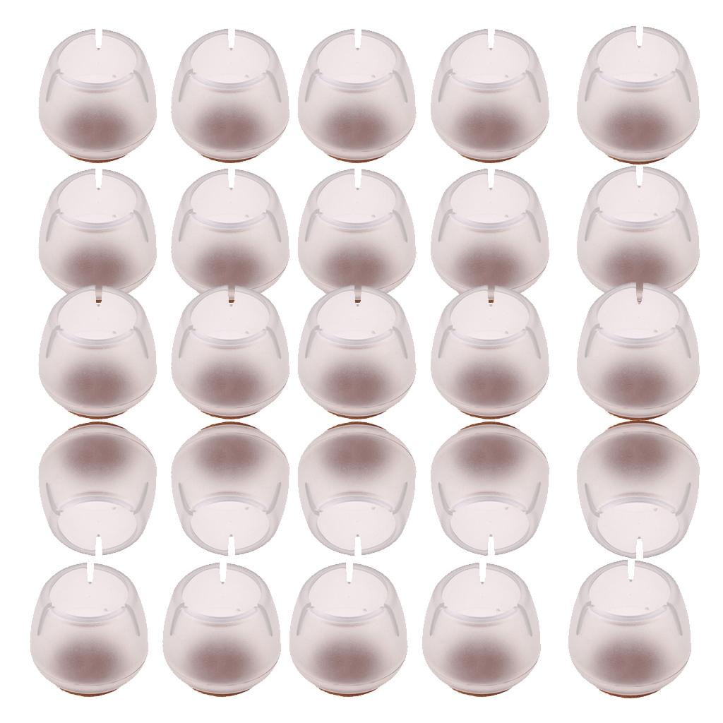 30 Clear Chair Leg Floor Protectors Furniture Pads for Round Leg 12-16mm