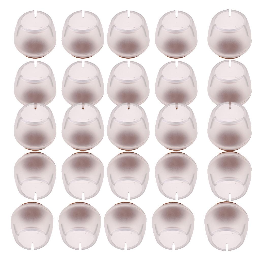 30 Clear Chair Leg Floor Protectors Furniture Pads for Round Leg 12-16mm