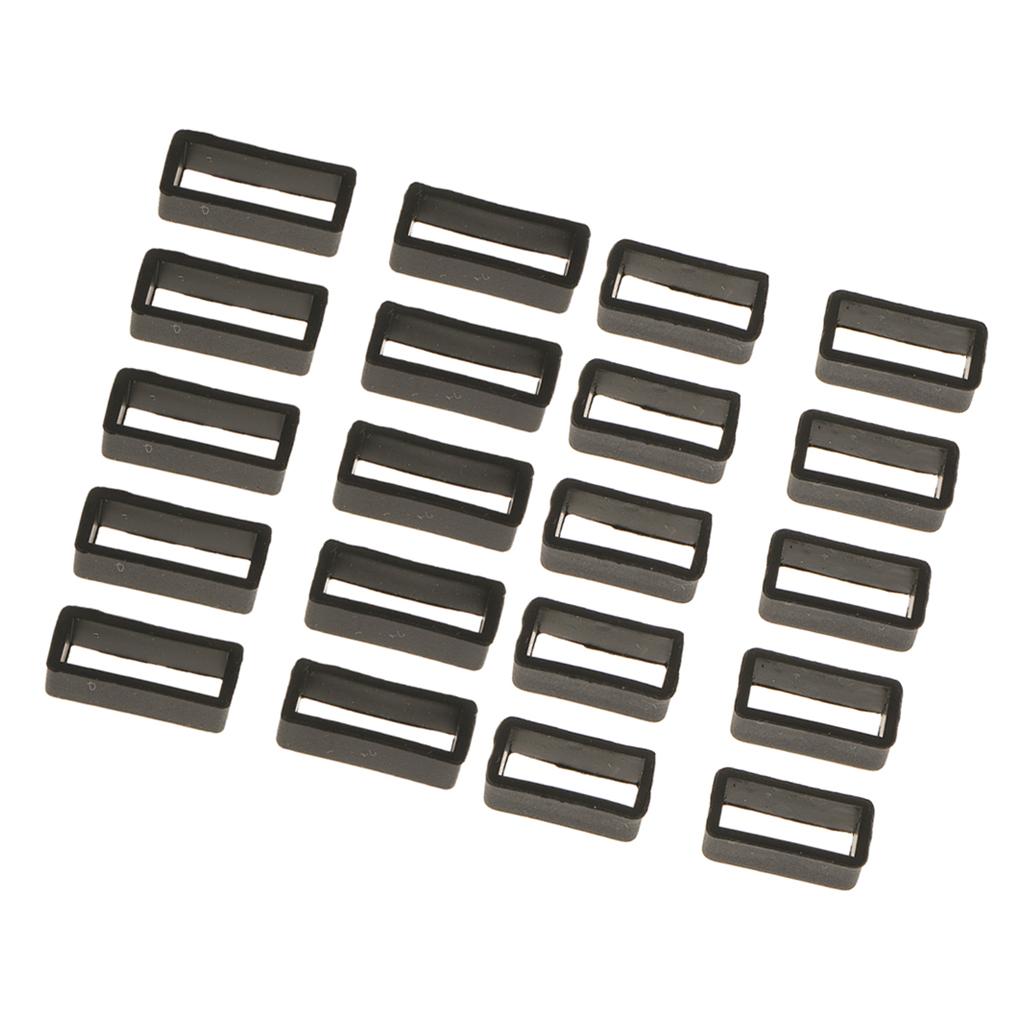 20Pieces Black Silicone Rubber Watch Band Strap Loops Keeper Holder Retainer