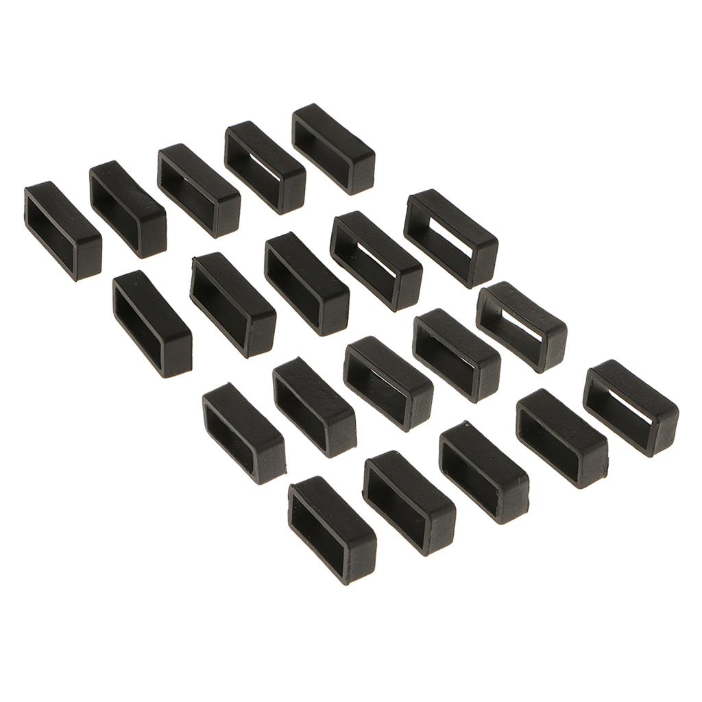 20Pieces Black Silicone Rubber Watch Band Strap Loops Keeper Holder Retainer