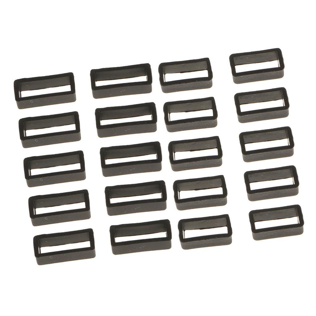 20Pieces Black Silicone Rubber Watch Band Strap Loops Keeper Holder Retainer