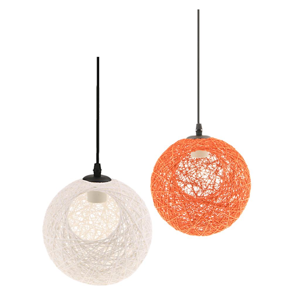 2pcs Rattan Wicker Ball Globe Ceiling Pendant Lamp Shade with Hole 20cm