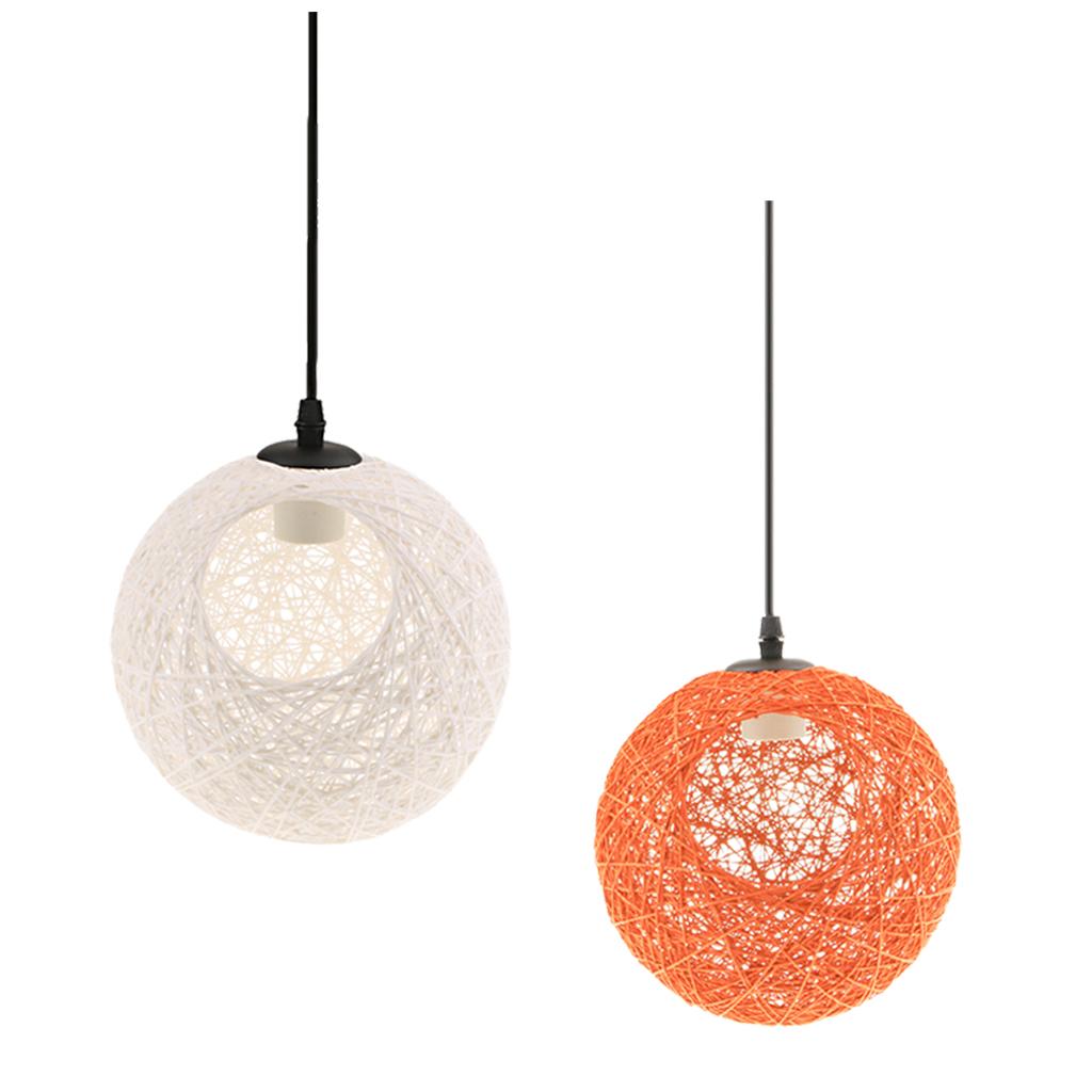 2pcs Rattan Wicker Ball Globe Ceiling Pendant Lamp Shade with Hole 20cm