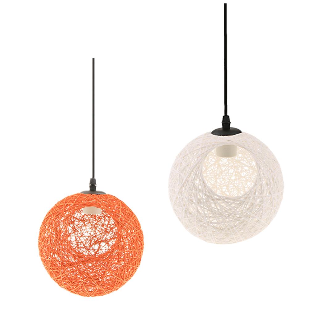 2pcs Rattan Wicker Ball Globe Ceiling Pendant Lamp Shade with Hole 20cm