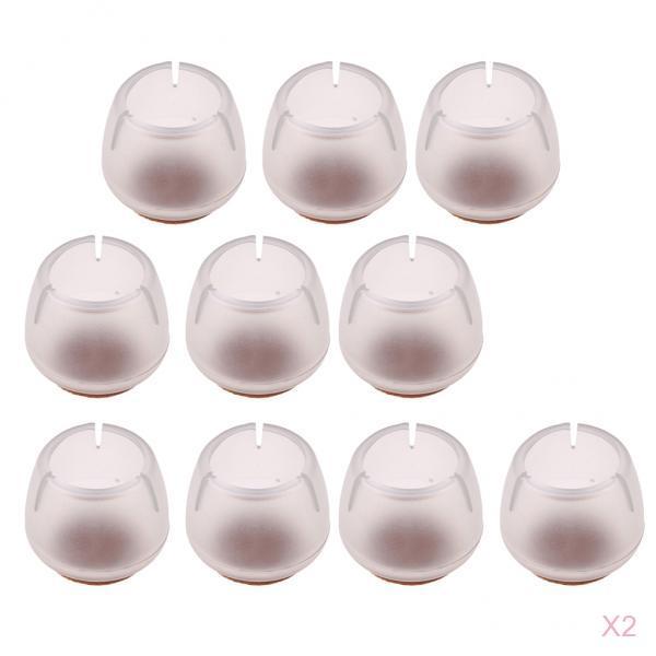 20 Clear Chair Leg Floor Protectors Furniture Pads for Round Leg 12-16mm