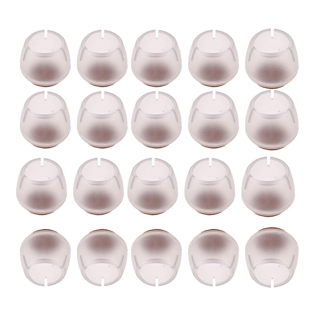 20 Clear Chair Leg Floor Protectors Furniture Pads for Round Leg 12-16mm
