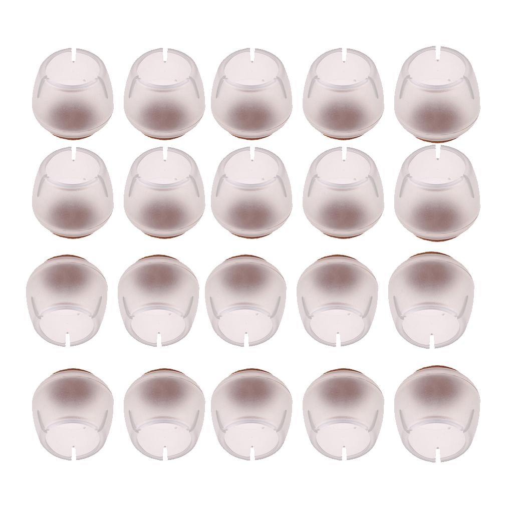 20 Clear Chair Leg Floor Protectors Furniture Pads for Round Leg 12-16mm