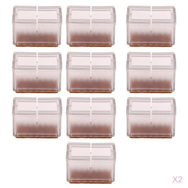 20 Pieces Clear Chair Leg Floor Protectors Furniture Pads Rectangular Leg