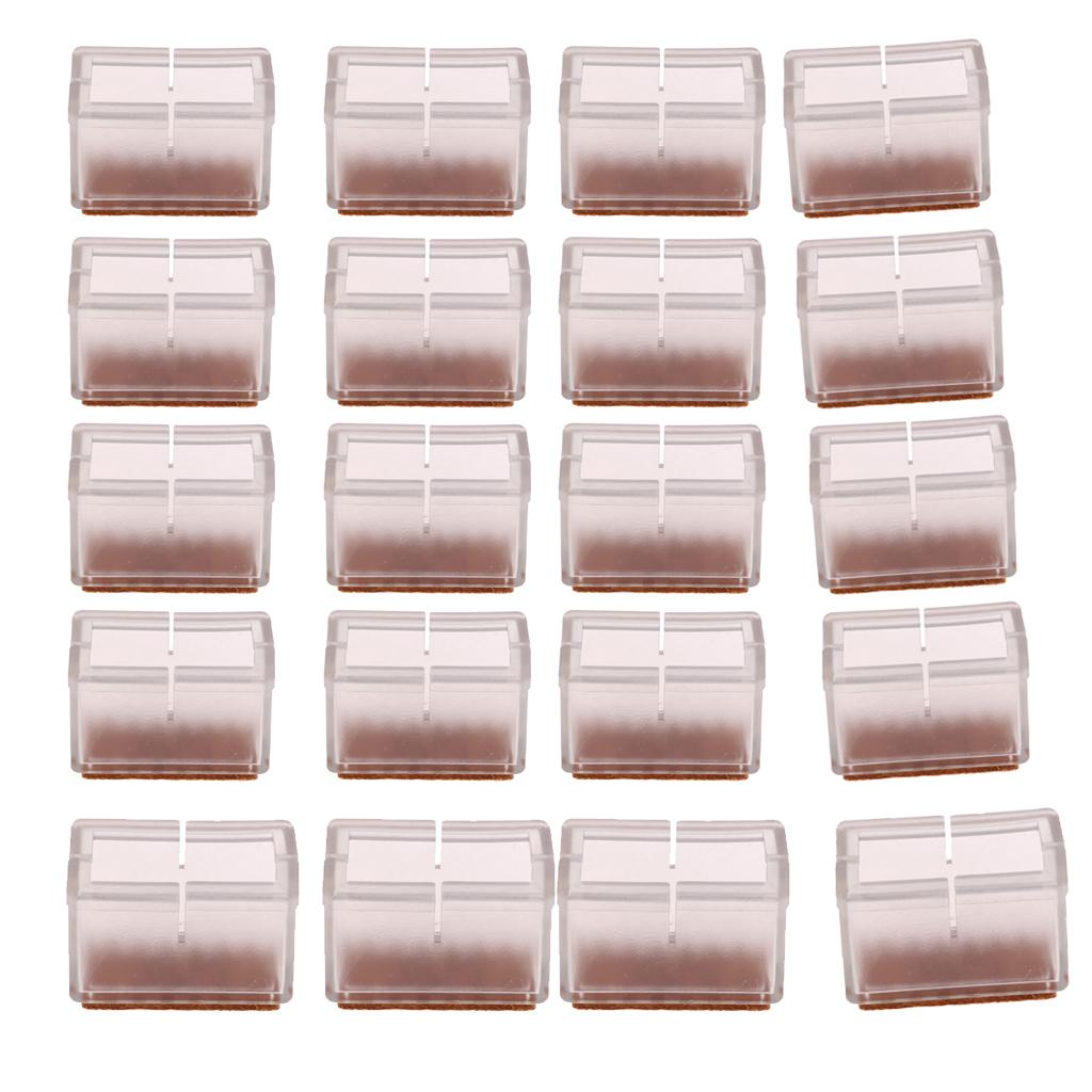 20 Pieces Clear Chair Leg Floor Protectors Furniture Pads Rectangular Leg