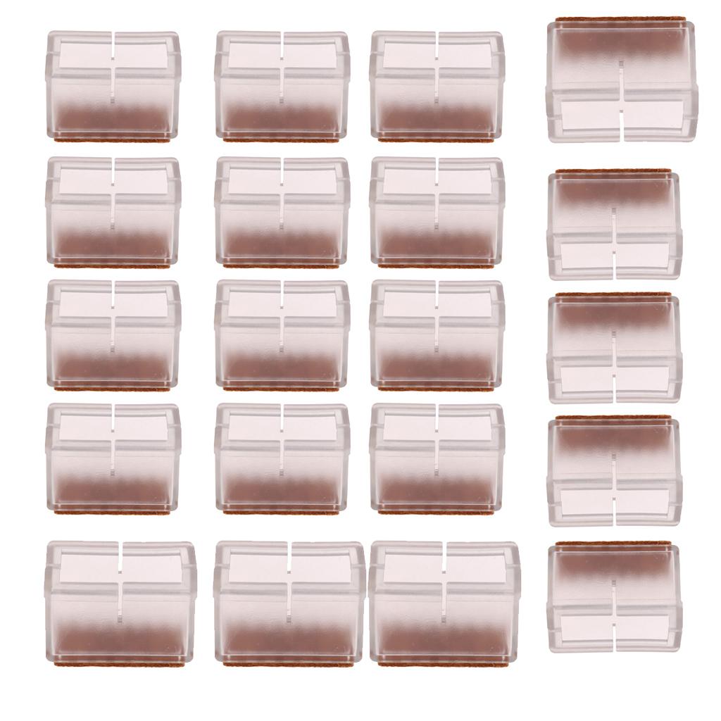 20 Pieces Clear Chair Leg Floor Protectors Furniture Pads Rectangular Leg