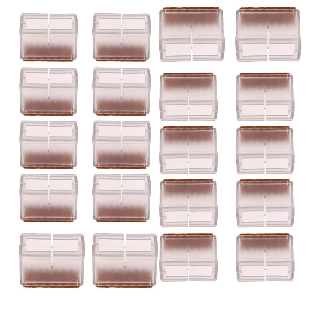 20 Pieces Clear Chair Leg Floor Protectors Furniture Pads Rectangular Leg