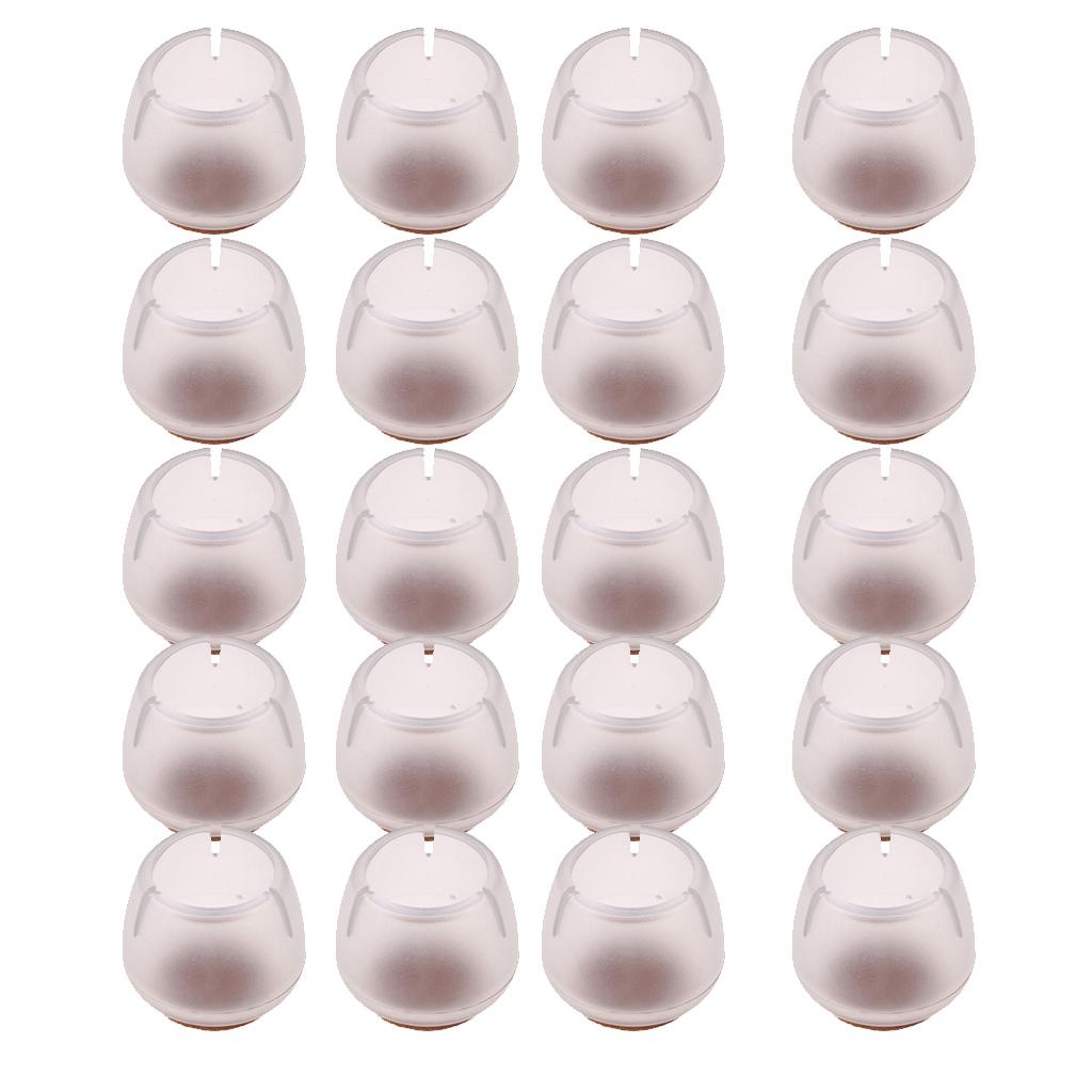 20 Pieces Clear Chair Leg Floor Protectors Furniture Pads Round Leg 17-21mm