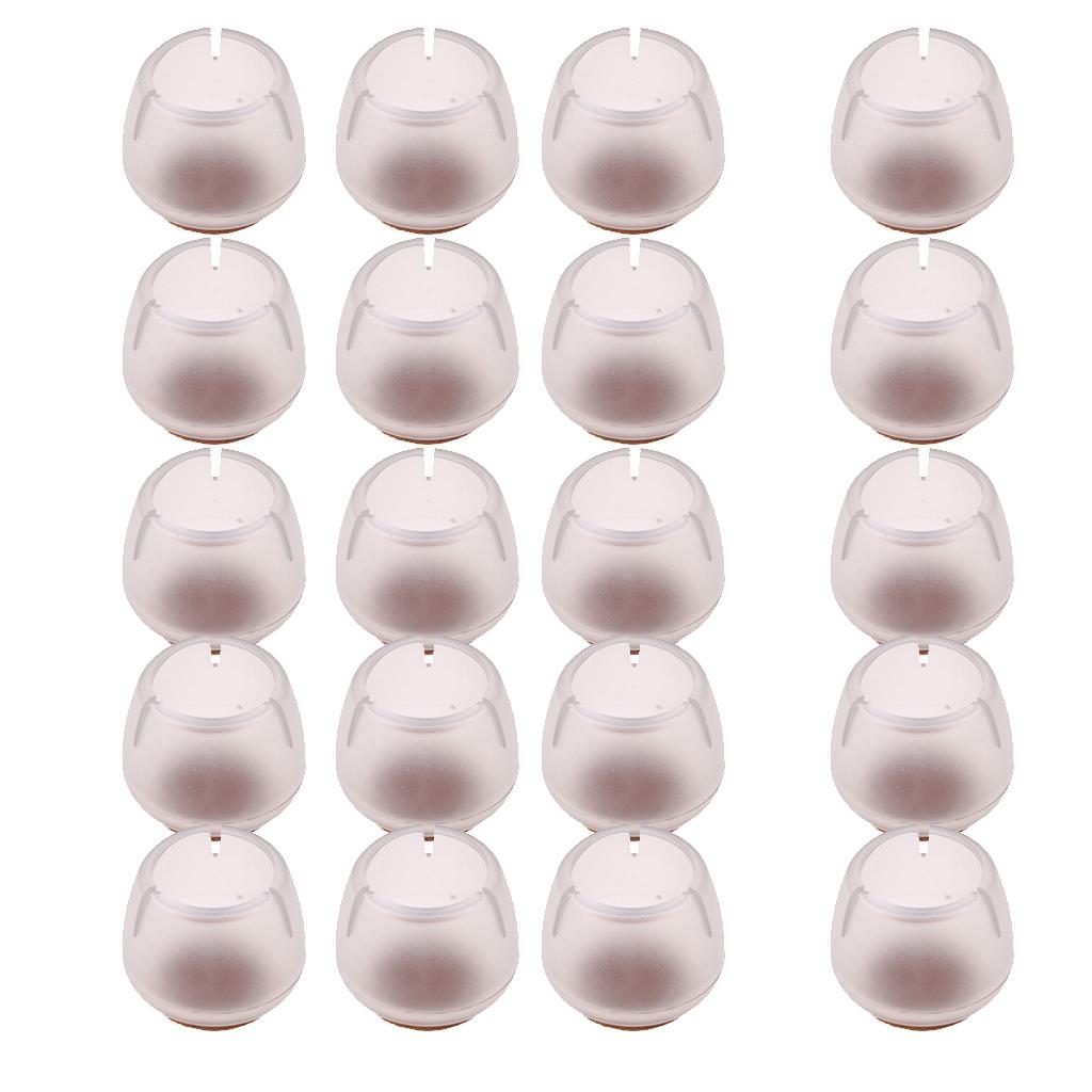 20 Pieces Clear Chair Leg Floor Protectors Furniture Pads Round Leg 17-21mm