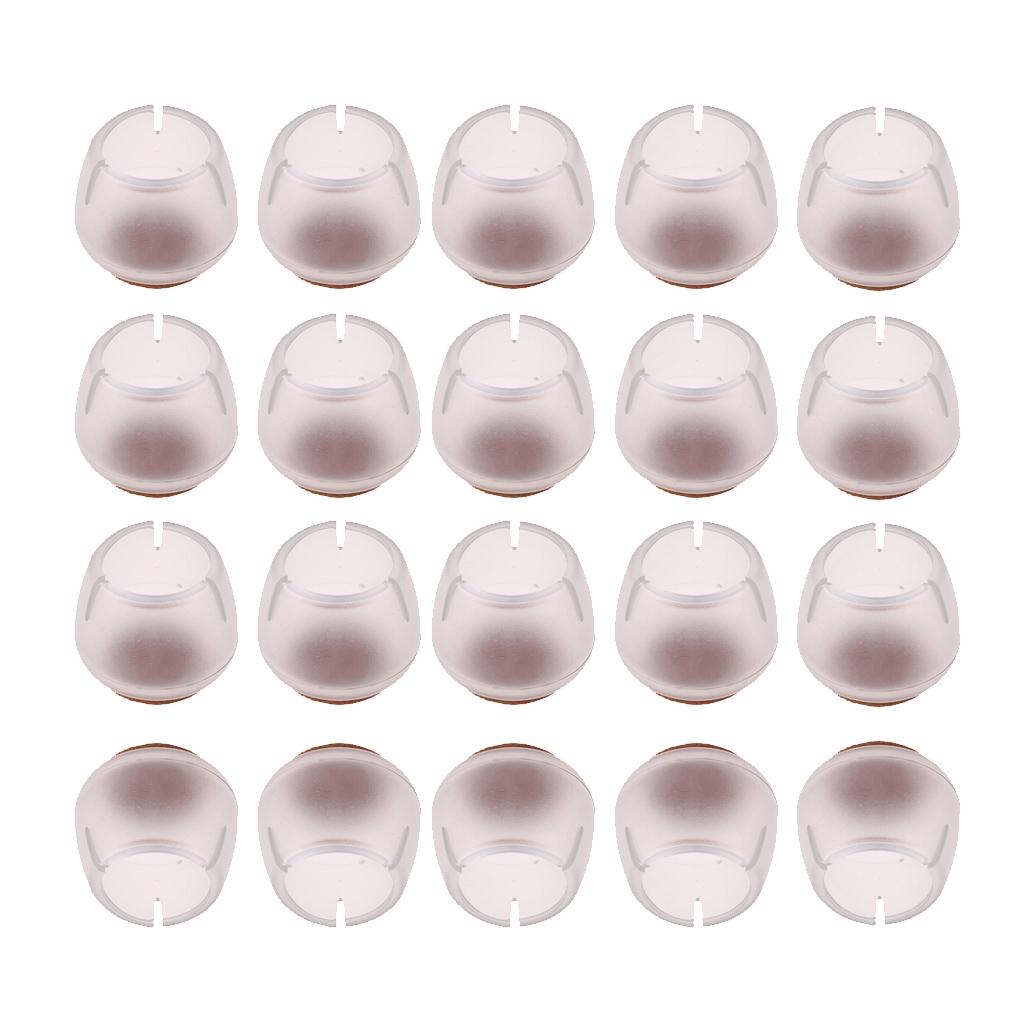 20 Pieces Clear Chair Leg Floor Protectors Furniture Pads Round Leg 17-21mm