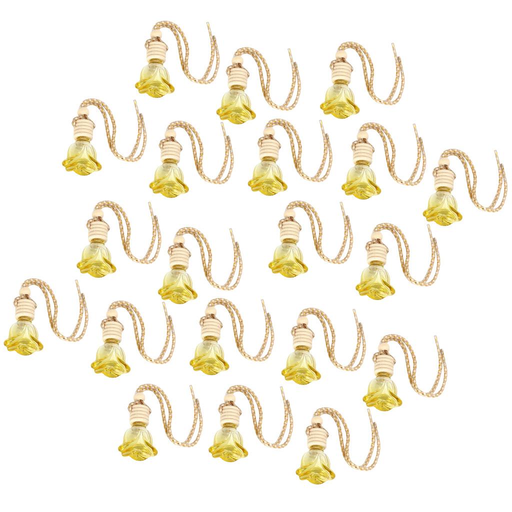 20x Rosebud Flower Shape Car Hanging Perfume Bottle Air Freshener Bottle