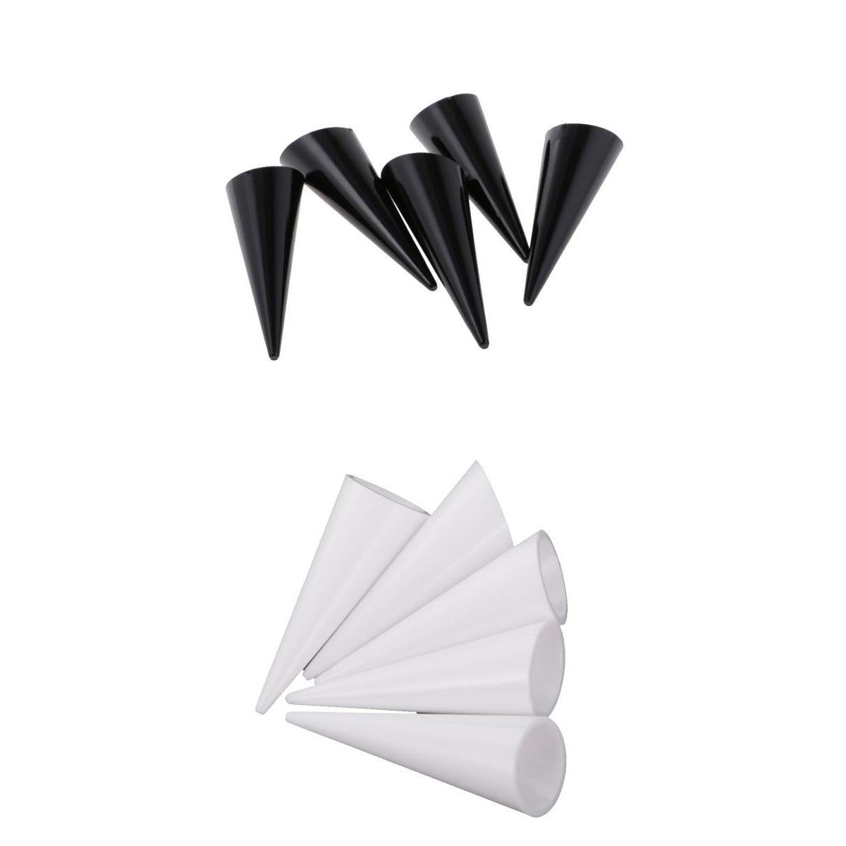 10 Pieces Plastic Finger Cone Ring Stand Display Holder Showcase Black/White