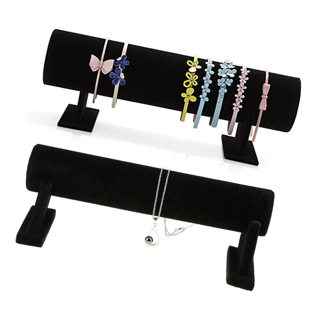 2 Piece Black Velvet Detachable Headband Hair Hoop Watch Holder Display Rack
