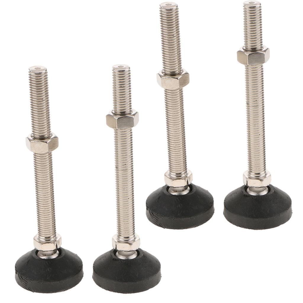 4x Carbon Steel Adjustable Furniture Leveler Leveling Feet 60mm 60-M16x150mm