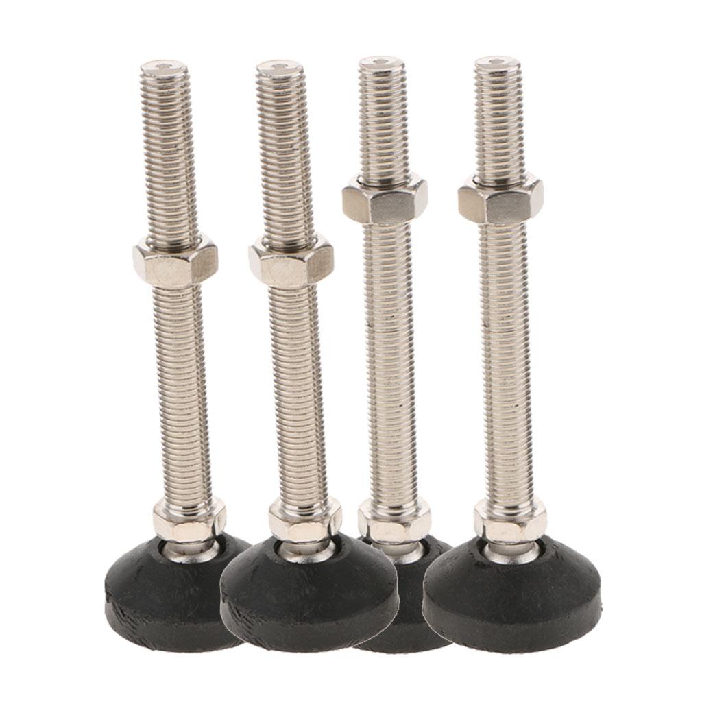 4x Carbon Steel Adjustable Furniture Leveler Leveling Feet 60mm 60-M16x150mm