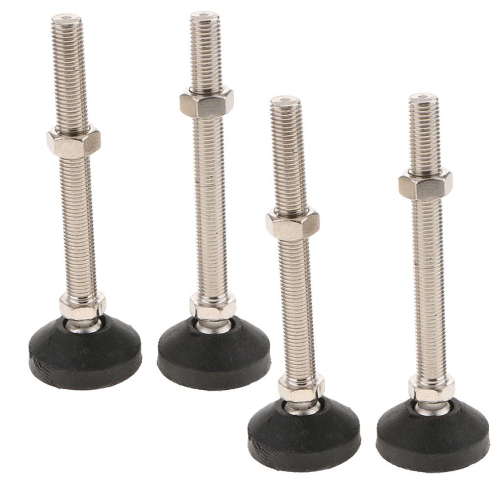 4x Carbon Steel Adjustable Furniture Leveler Leveling Feet 60mm 60-M16x150mm
