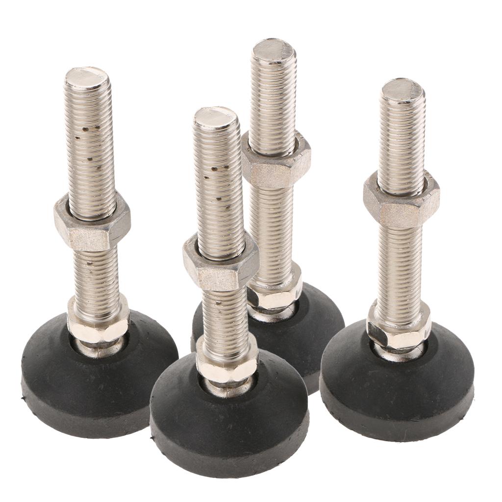4x Carbon Steel Adjustable Furniture Leveler Leveling Feet 60mm 60-M16x100mm