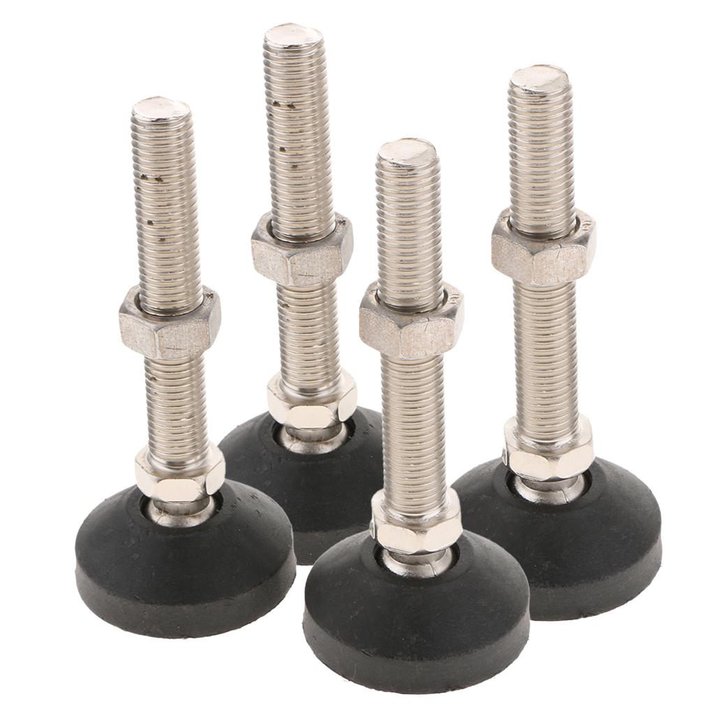 4x Carbon Steel Adjustable Furniture Leveler Leveling Feet 60mm 60-M16x100mm