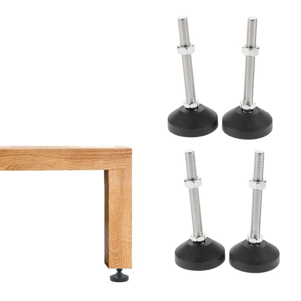 4x Carbon Steel Adjustable Furniture Leveler Leveling Feet 60mm 60-M12x100mm