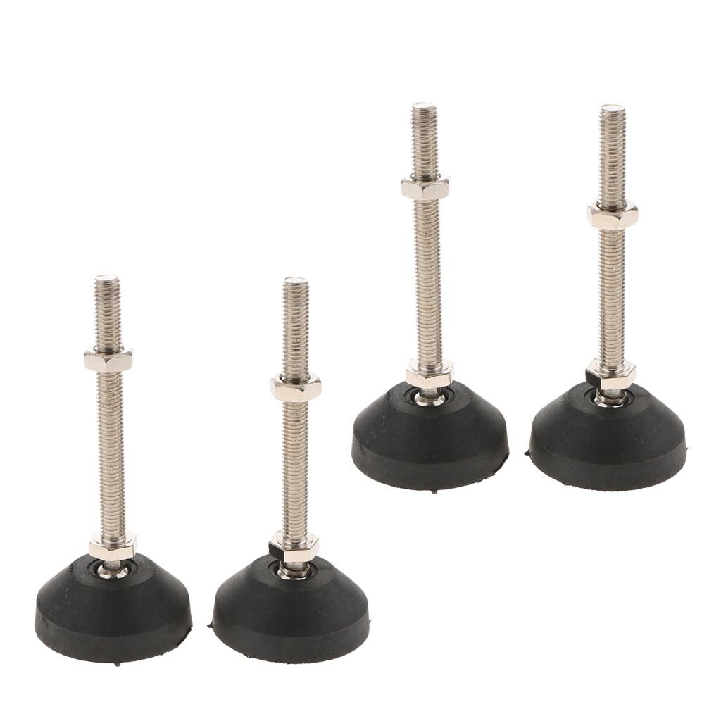 4x Carbon Steel Adjustable Furniture Leveler Leveling Feet 60mm 60-M10x100mm