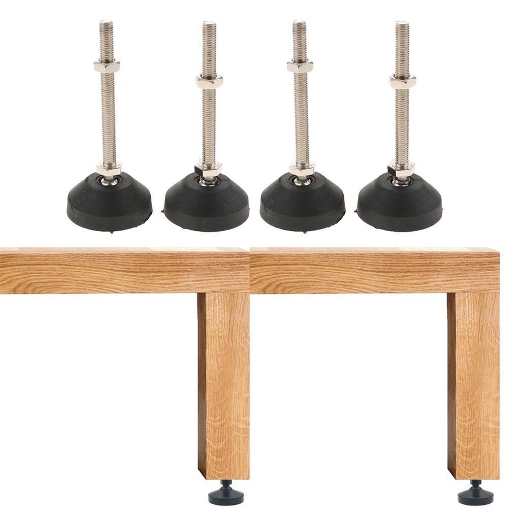 4x Carbon Steel Adjustable Furniture Leveler Leveling Feet 60mm 60-M10x100mm