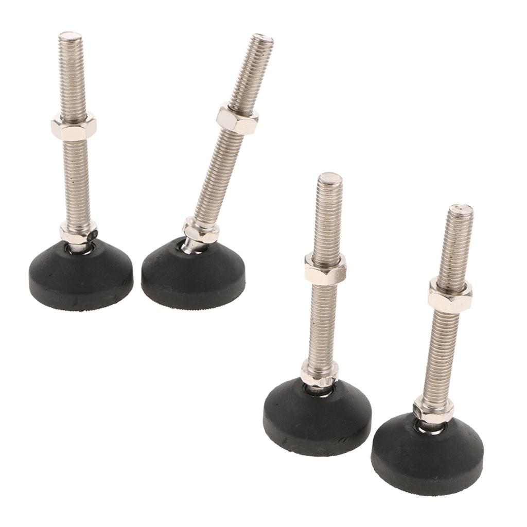 4x Carbon Steel Adjustable Furniture Leveler Leveling Feet 50mm 50-M12x100mm