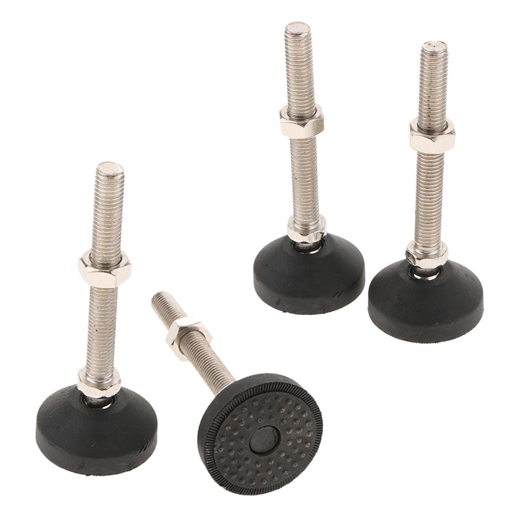 4x Carbon Steel Adjustable Furniture Leveler Leveling Feet 50mm 50-M12x100mm