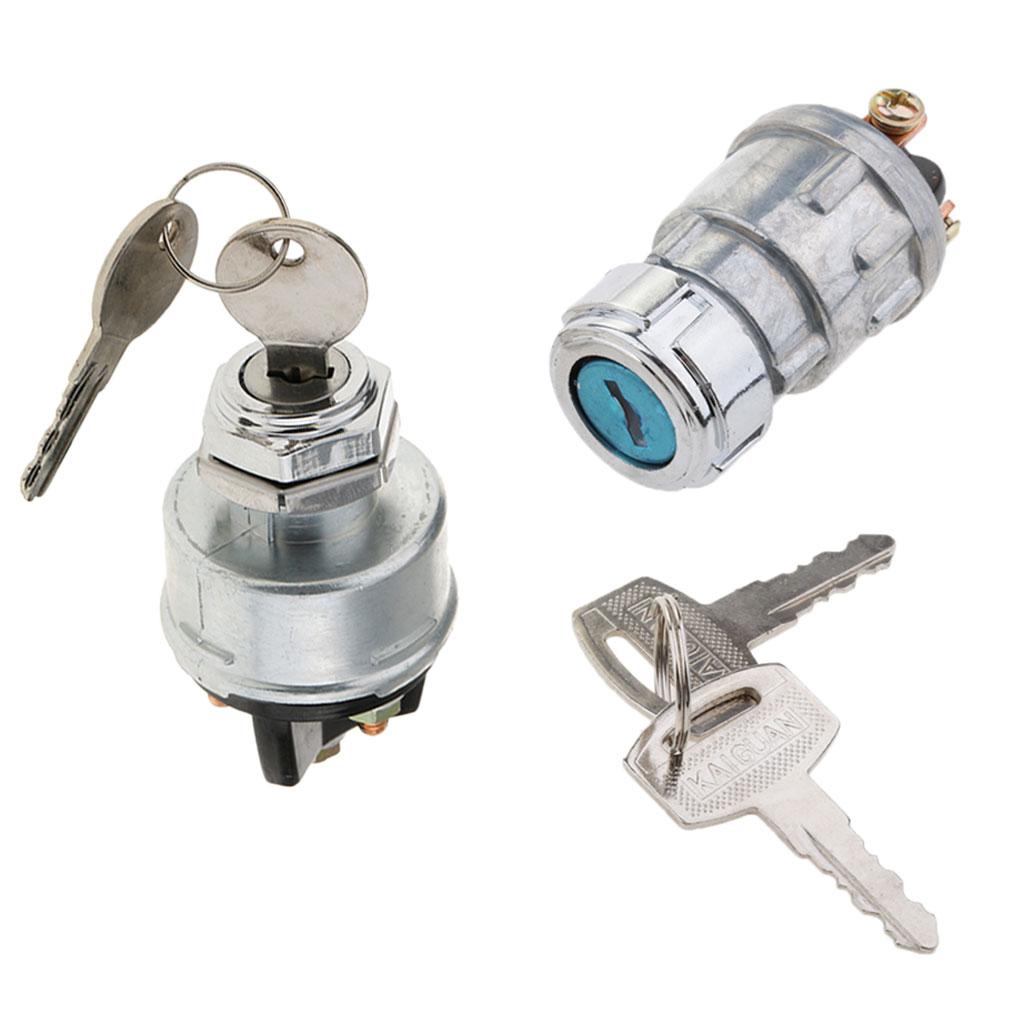 2 x Universal Ignition Cylinder Switch Lock+2 Keys 3-Position for Car Truck