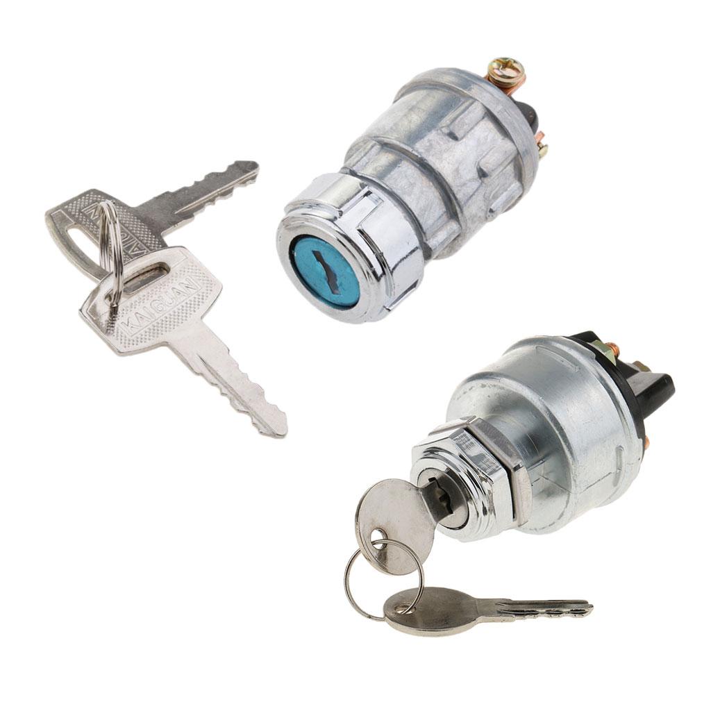 2 x Universal Ignition Cylinder Switch Lock+2 Keys 3-Position for Car Truck