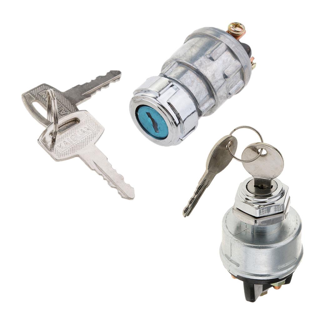 2 x Universal Ignition Cylinder Switch Lock+2 Keys 3-Position for Car Truck