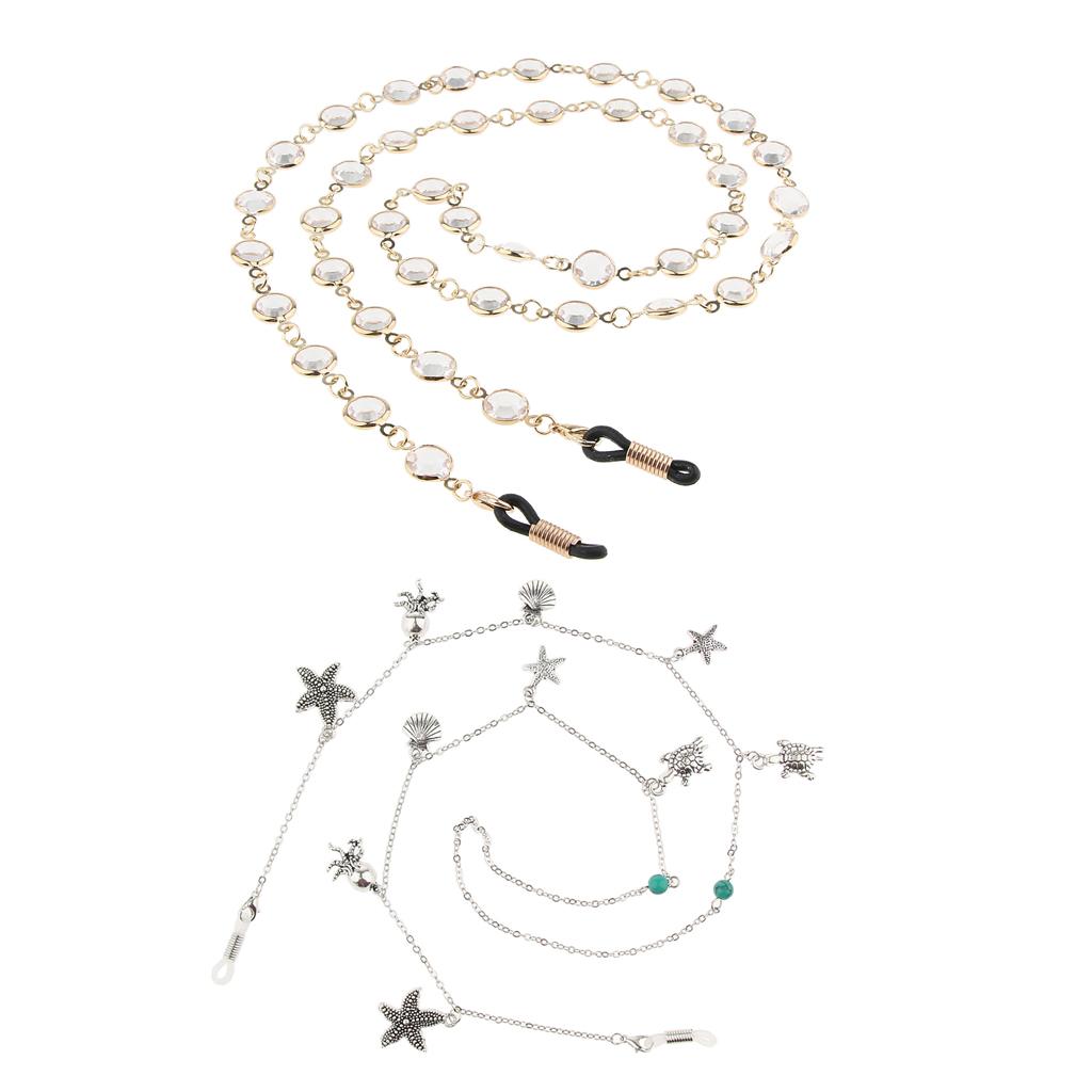 2pcs Metal Eyeglasses Reading Glasses Sunglasses Holder Necklace Chain Cord