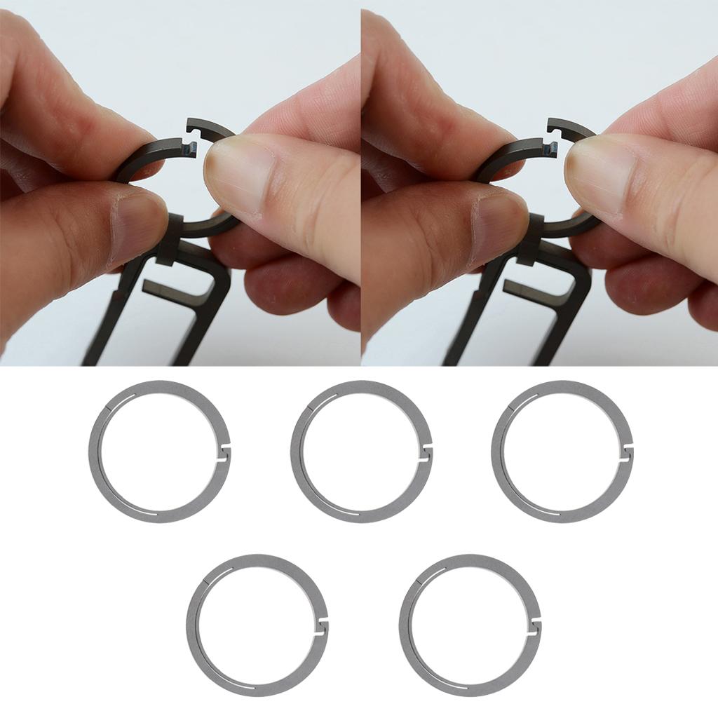 5pcs Titanium Round Keychain Carabiners Spring Snap Hook Clip Silver 26mm