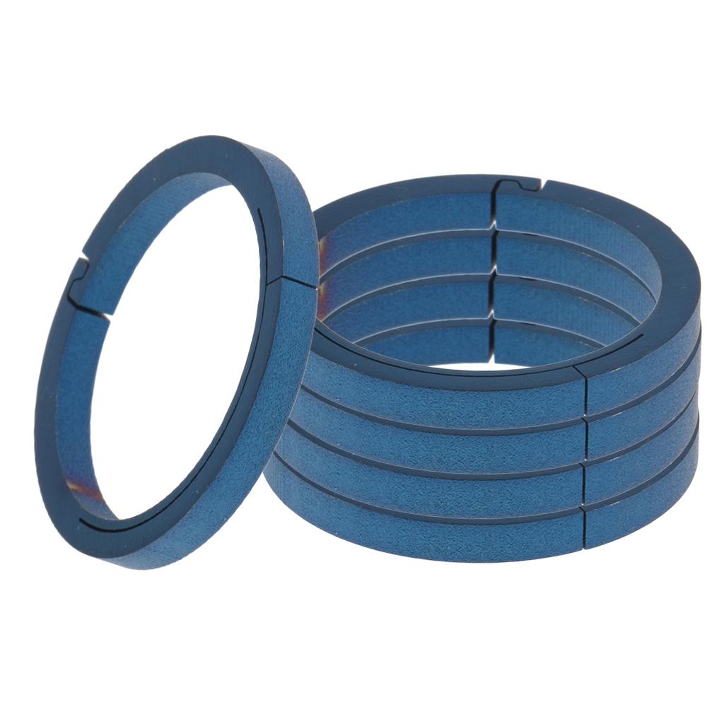 5pcs Titanium Round Keychain Carabiners Spring Snap Hook Clip Blue 32mm