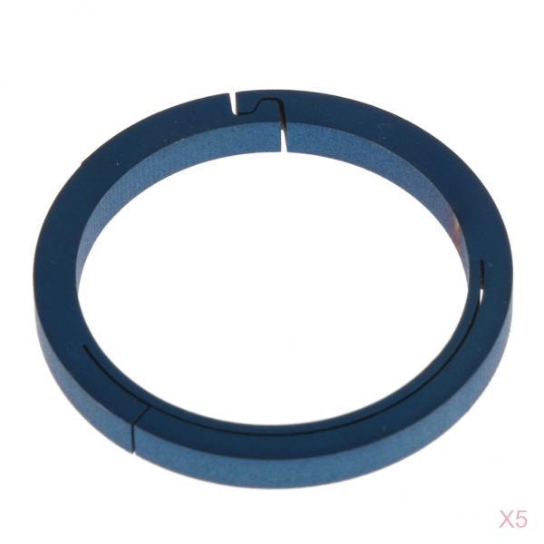 5pcs Titanium Round Keychain Carabiners Spring Snap Hook Clip Blue 32mm