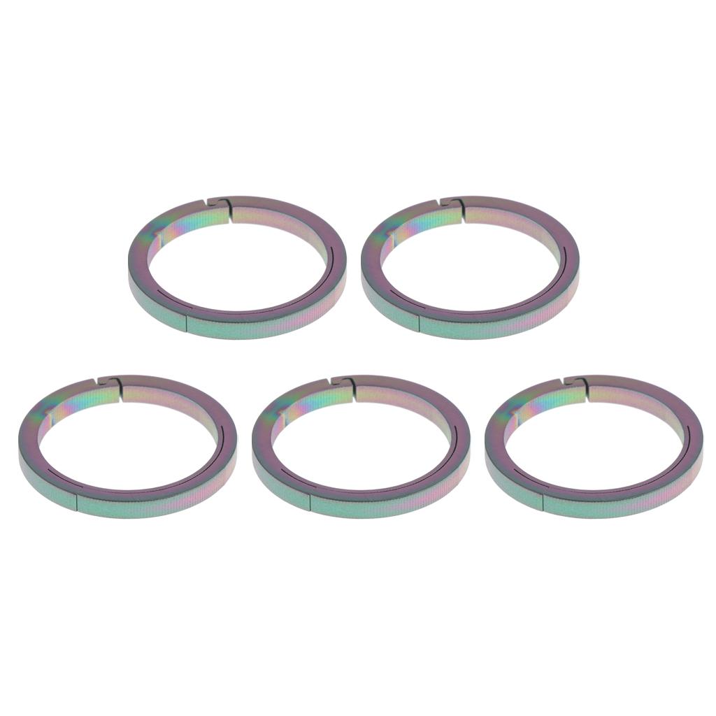 5pcs Titanium Round Keychain Carabiners Spring Snap Hook Clip Colorful 32mm