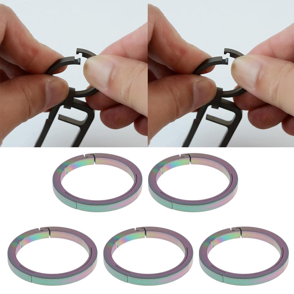 5pcs Titanium Round Keychain Carabiners Spring Snap Hook Clip Colorful 32mm