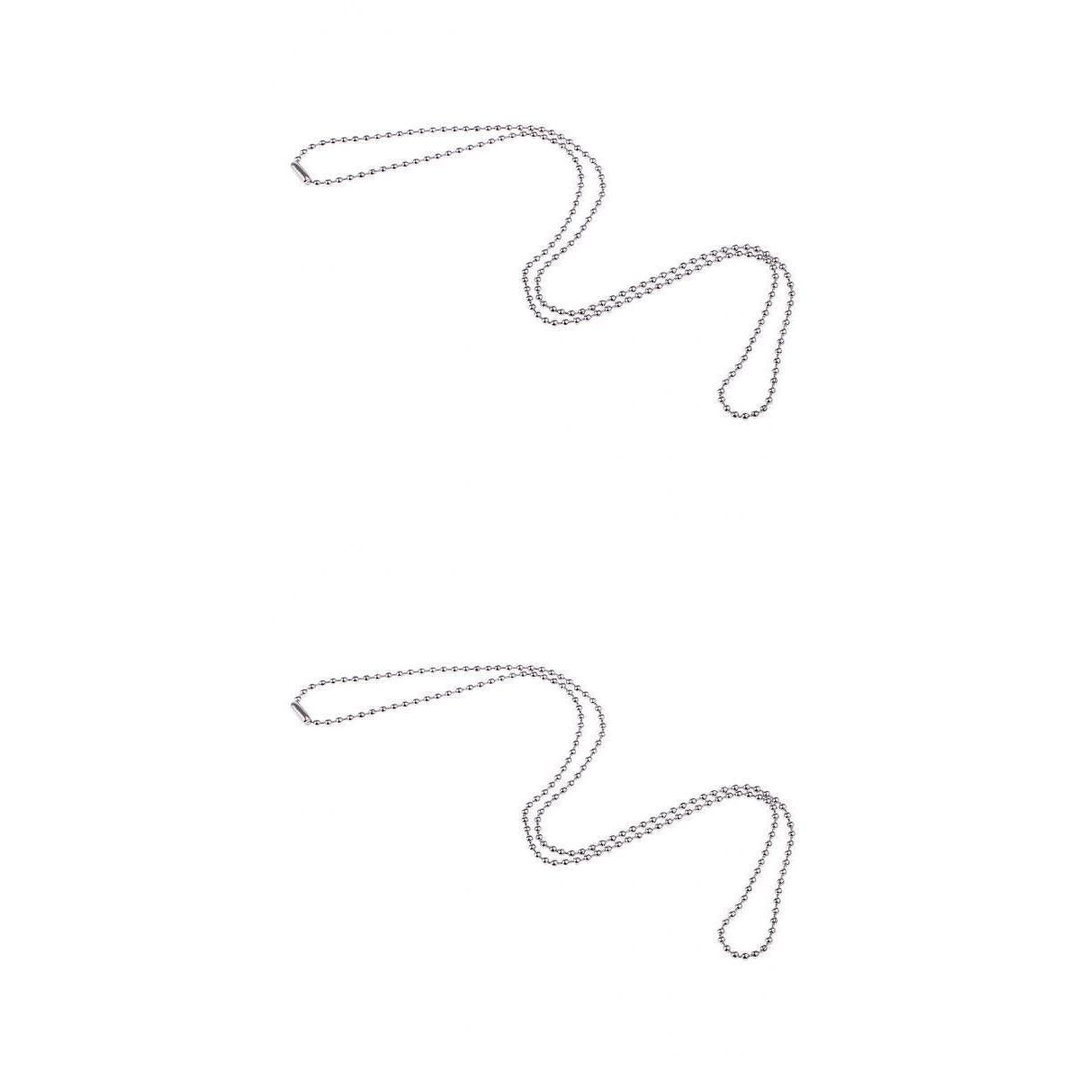 2pcs 2.4mm Stainless Steel Silver Bead Chain Men Necklace Trinket 60cm 80cm