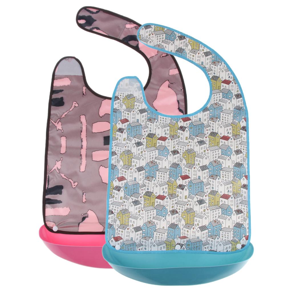 2 Pieces Extra Large Adult Bib Reusable Washable Clothing Mealtime Protector