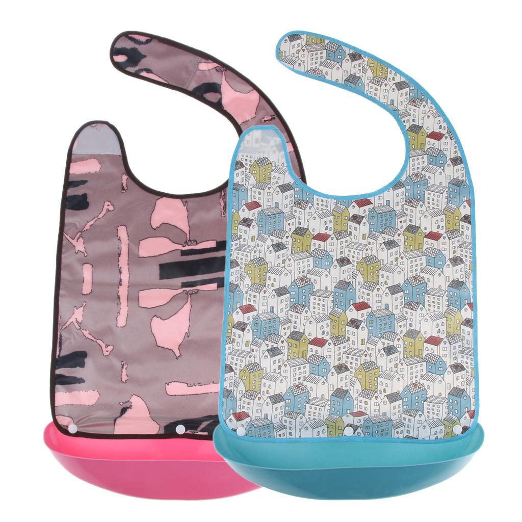 2 Pieces Extra Large Adult Bib Reusable Washable Clothing Mealtime Protector