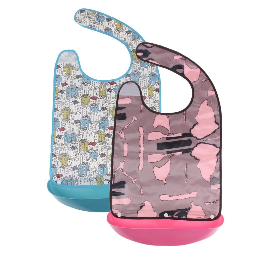 2 Pieces Extra Large Adult Bib Reusable Washable Clothing Mealtime Protector