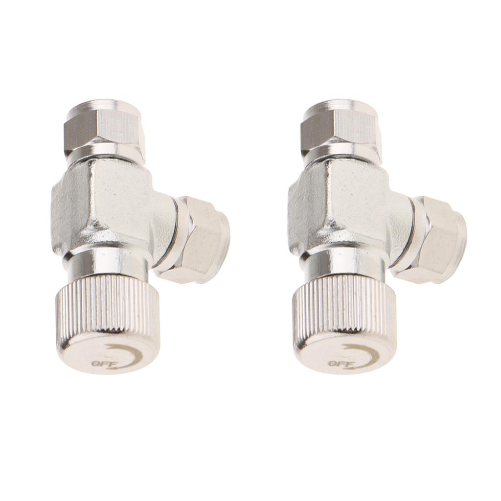 2 Pcs Two Way Aluminum Precise CO2 Needle Valve Regulator for Aquarium Tank