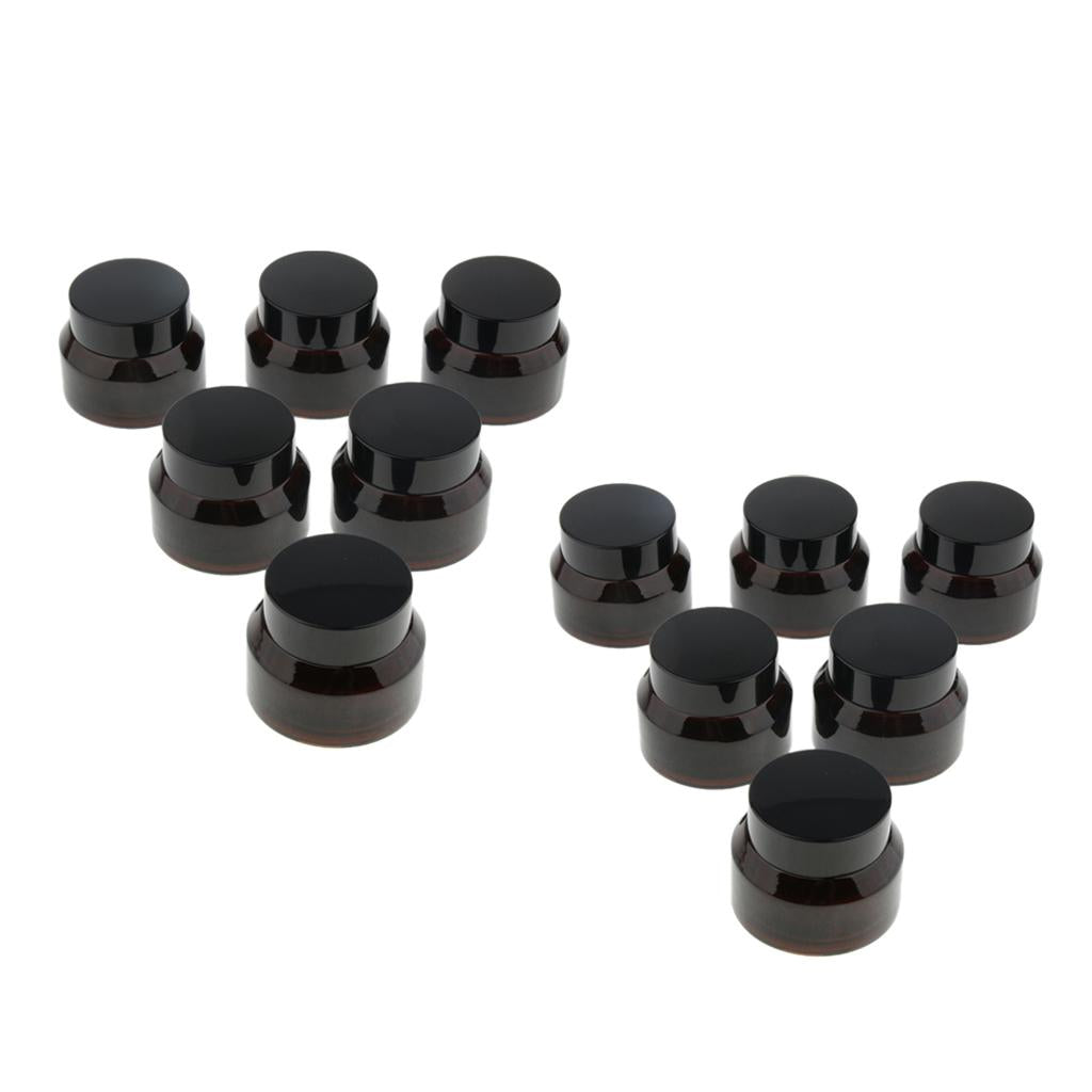 12 Pieces Refillable Glass Amber Cream Empty Lip Balm Container Jars Tin