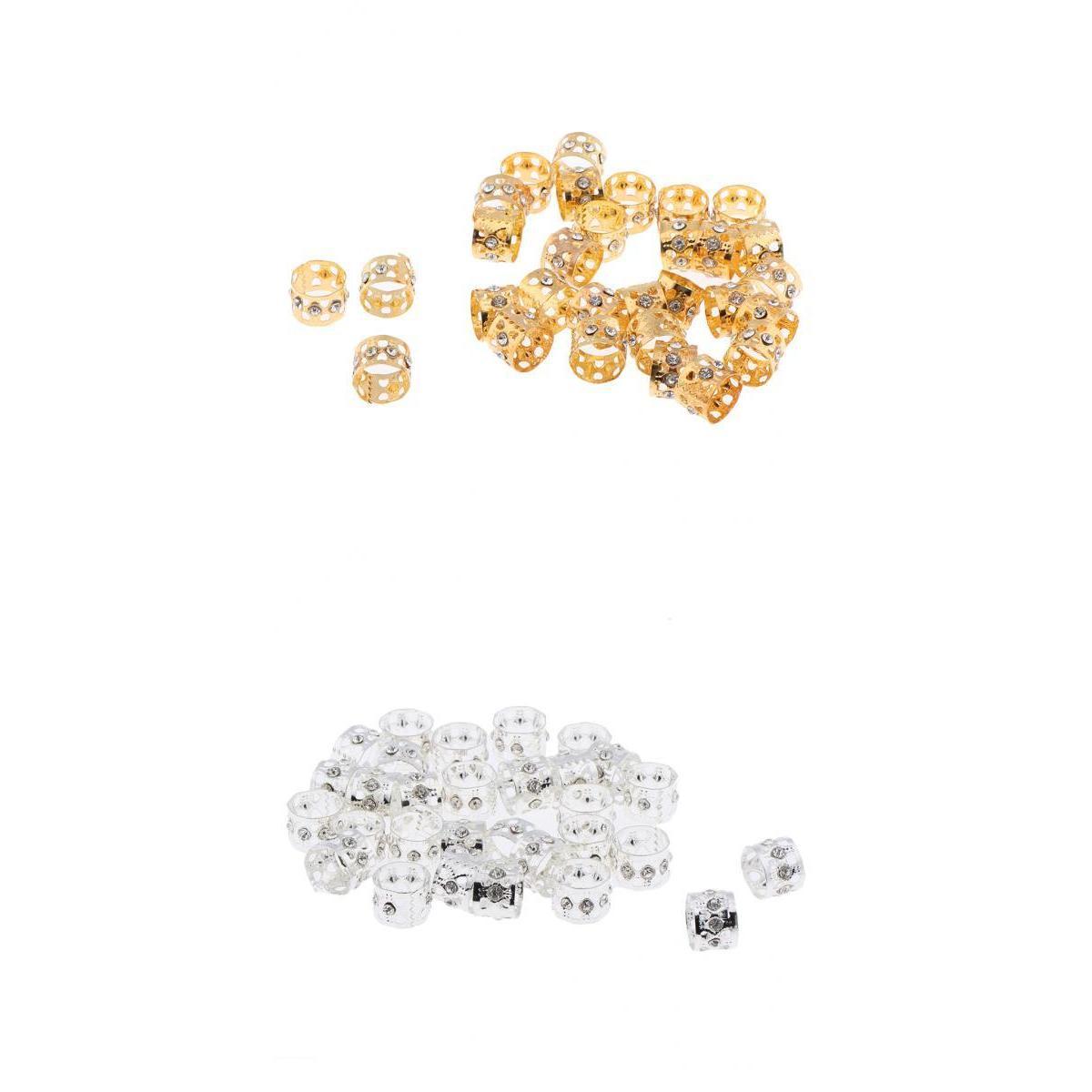 60pcs Crystal Hair Cuffs Metal Dreadlock Beads DIY Hairstyle Braid