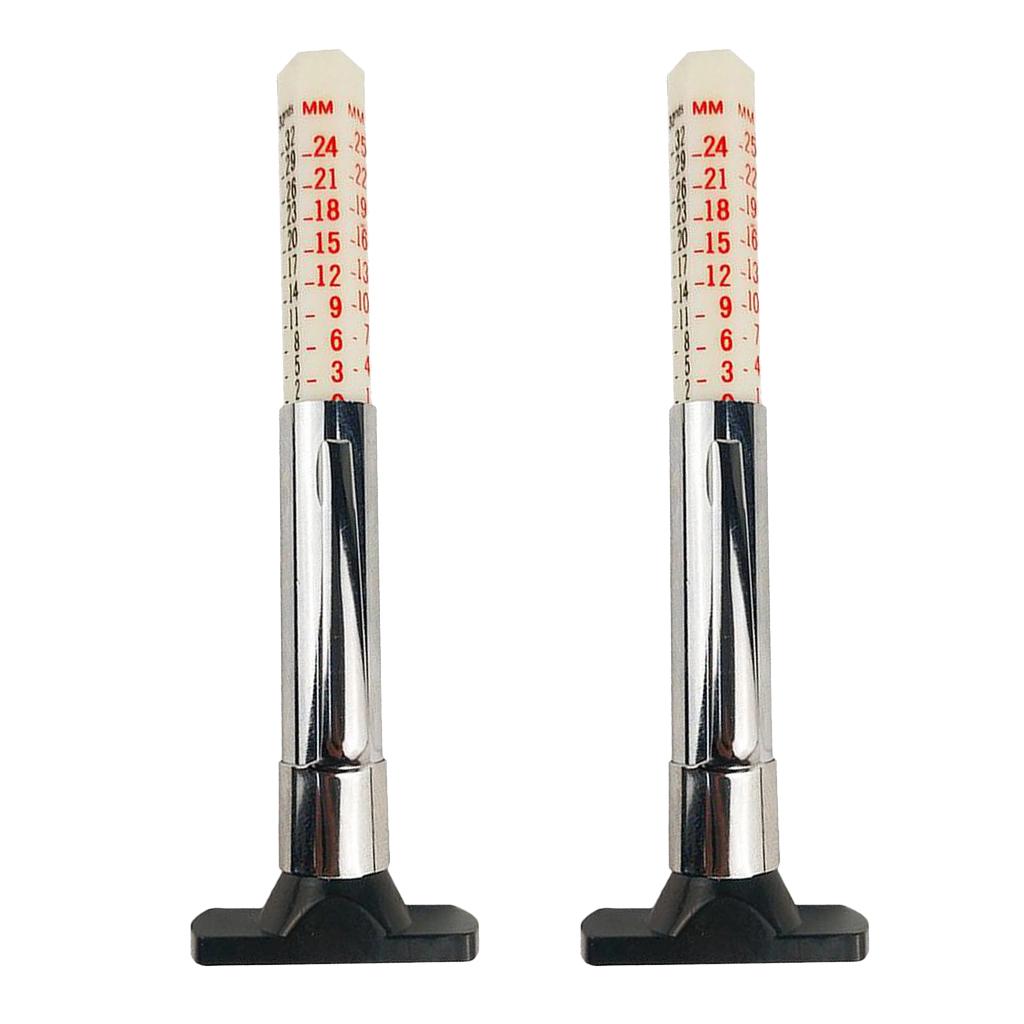 2pcs Tester Motor Car Tyre Tread Depth Gauge Metric Standard Measure 0-25mm