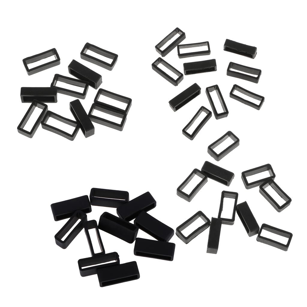 40x Black Watch Band Strap Replacement Rubber Strap Loops Holder 18-24mm